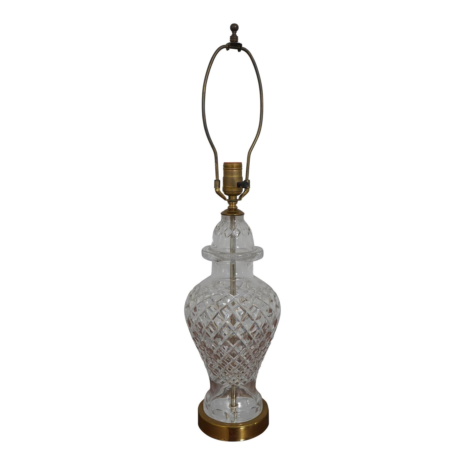 Vintage Waterford Etched Crystal Table Lamp 27.5" Signed Brass Base (1 of 9)