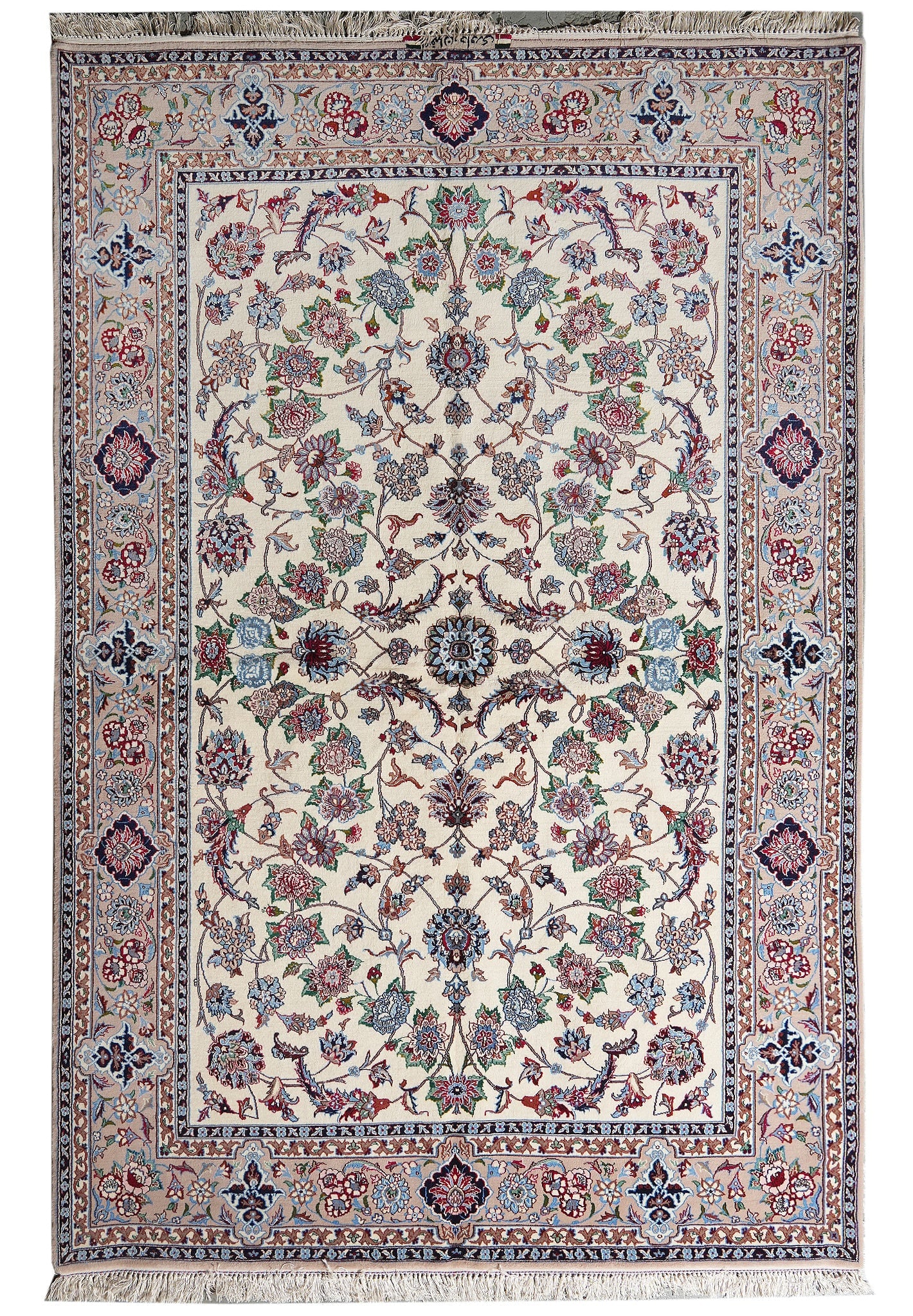 5 x 7.8 Persian Isfahan Signed Area Rug Kork Wool Silk 500 KPSI: 5 x 7.8 Persian Isfahan Signed Area Rug Kork Wool Silk 500 KPSI Free continental US Shipping Super fine Persian Isfahan area rug made of wool and silk with a signed design. This rug is listed in un-us