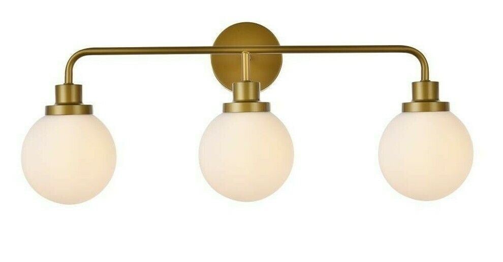 Hanson Brass 3 Light Frosted Glass Wall Sconce 27.6 inch (1 of 9)