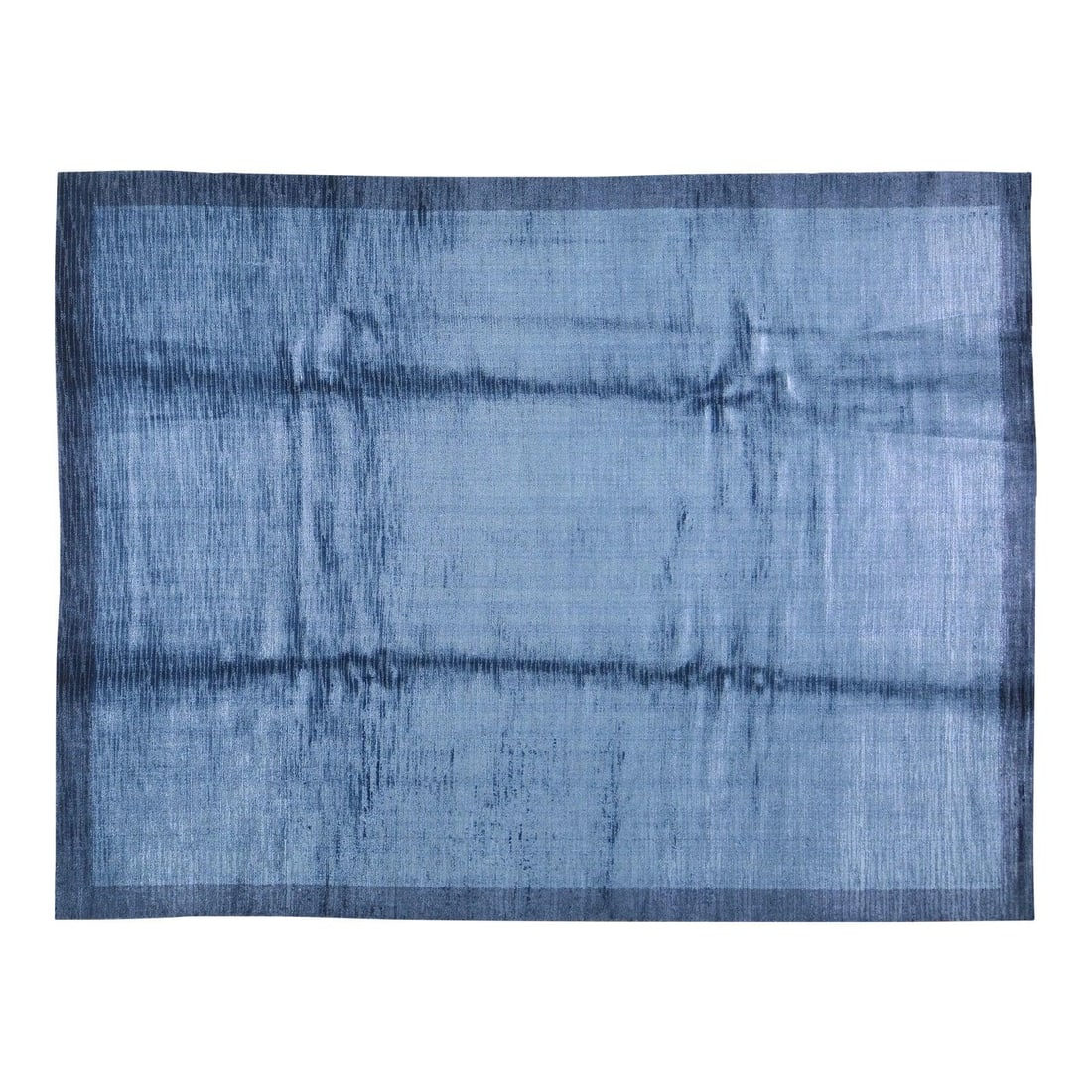 8'X10'3 Modern Hand Knotted Silk Rug in Blue: 8'X10'3 Modern Hand Knotted Silk Rug in Blue 1990s modern minimalist hand-knotted silk rug in blue with natural colors, a contemporary style, and a soft texture. Pre-owned. Specifications Item Type: R