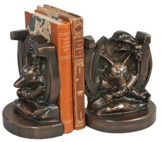 Charming Lodge Style Hand-Cast Resin Fox Horseshoe Bookends (1 of 1)