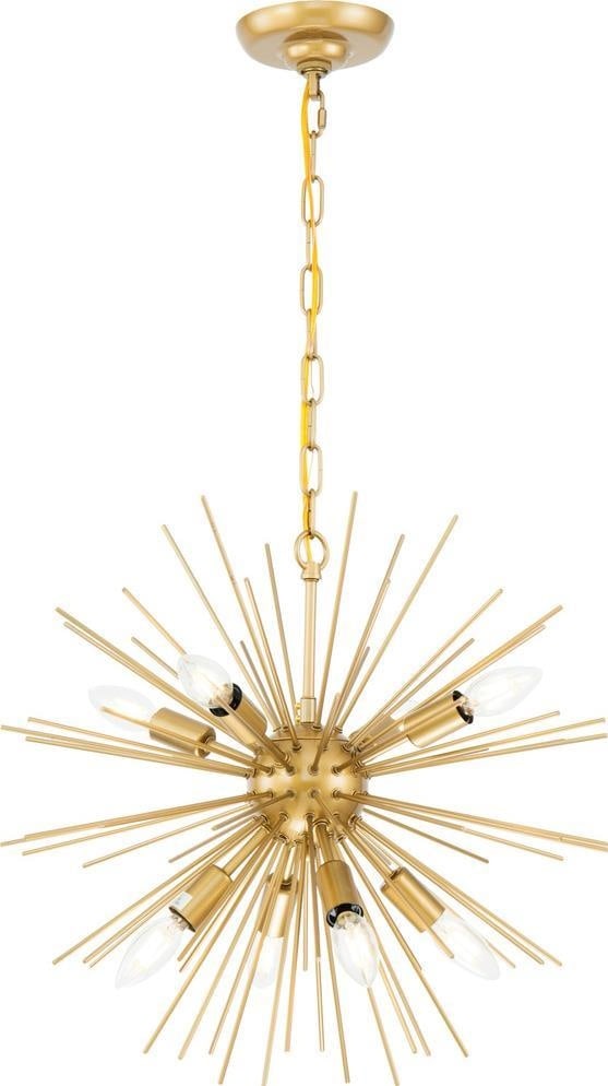 Elegant Lighting Timber Brass 8-Light Pendant Lamp Regency Style (1 of 1)