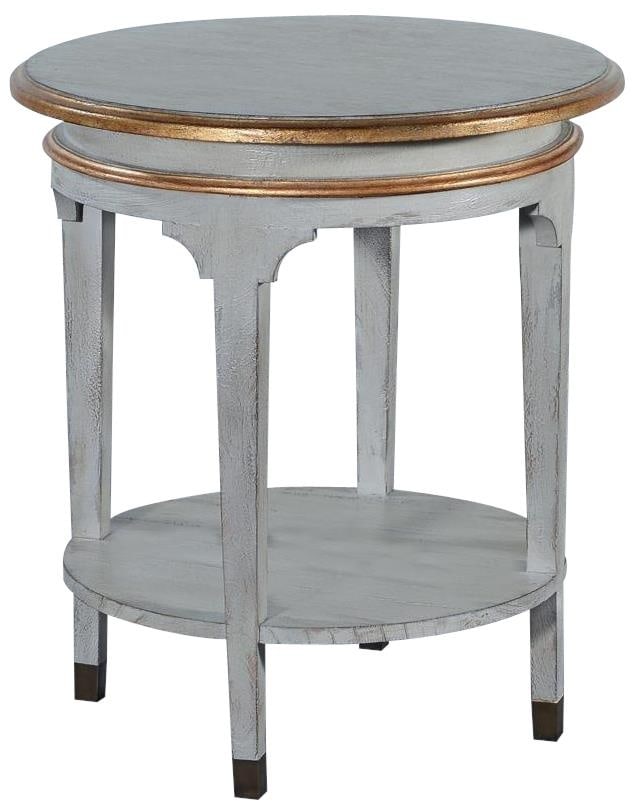 Vivian Round Pewter Side Table with Brass Base and Gold Accents (1 of 2)