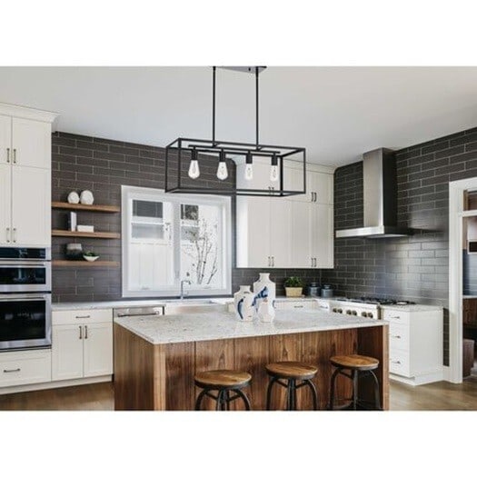 Judah 30.5 Inch Black Farmhouse Chandelier 4-Light Adjustable: Judah 30.5 Inch Black Farmhouse Chandelier 4-Light Adjustable Illuminate your space with this stunning 30.5-inch black chandelier from the Judah collection. Perfect for a rustic farmhouse kitchen isla
