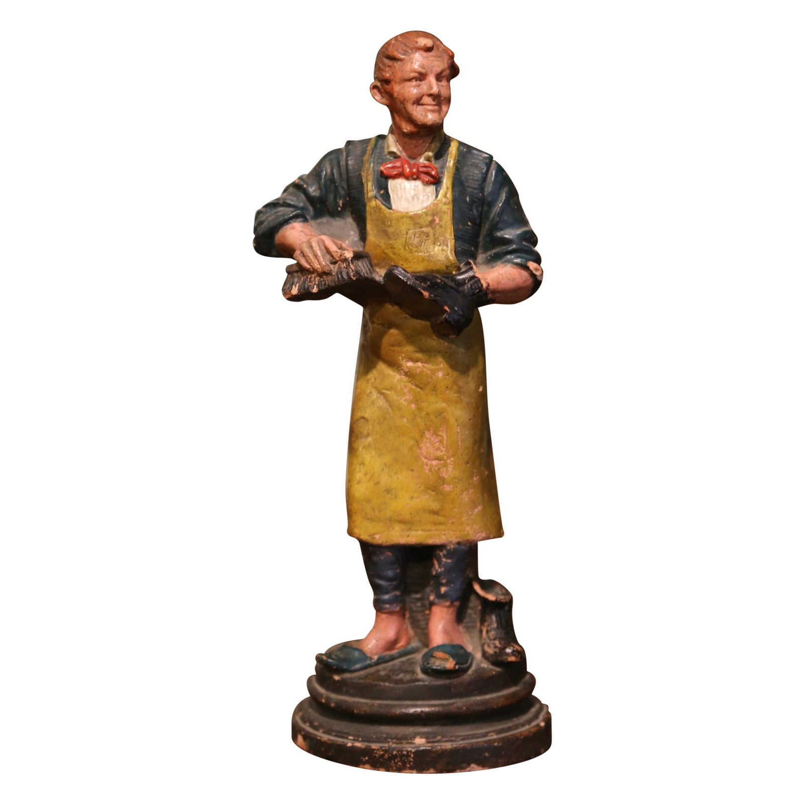 French terracotta cobbler figurine hand painted 12.5 in (1 of 9)