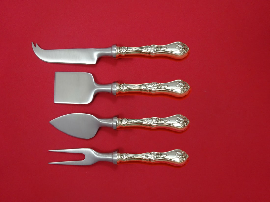 Whiting Violet Sterling Silver 4 Piece Cheese Serving Set: Whiting Violet Sterling Silver 4 Piece Cheese Serving Set Enhance your cheese serving experience with this exquisite 4-piece cheese serving set from the Violet pattern by Whiting. Crafted from sterlin