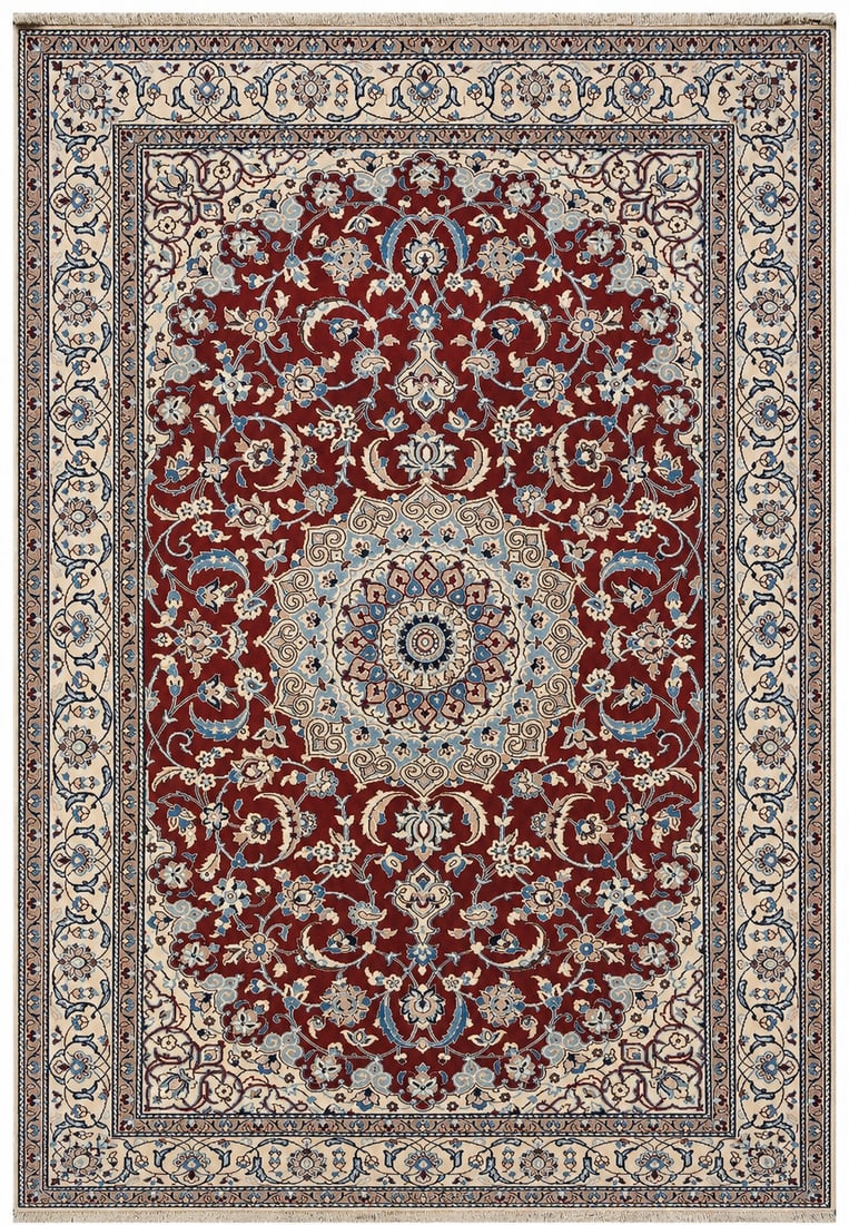 5 x 8 Authentic Persian Nain Kork Wool and Silk Handmade Rug: 5 x 8 Authentic Persian Nain Kork Wool and Silk Handmade Rug Free continental US Shipping Authentic Persian Nain handmade area rug crafted from wool and silk. This un-used rug offers the refined look 