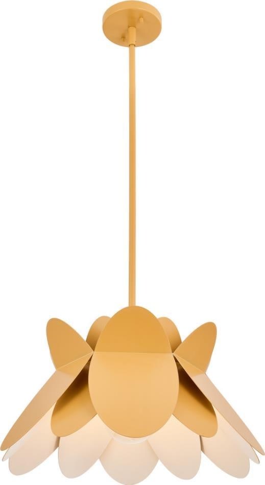 Kalco Flor Yellow Pendant Light 21H Dimmable Harvest Finish: Kalco Flor Yellow Pendant Light 21H Dimmable Harvest Finish Illuminate your space with the Stylish Yellow Flor Pendant Light, an exquisite addition to any home decor. This pendant light features a vib