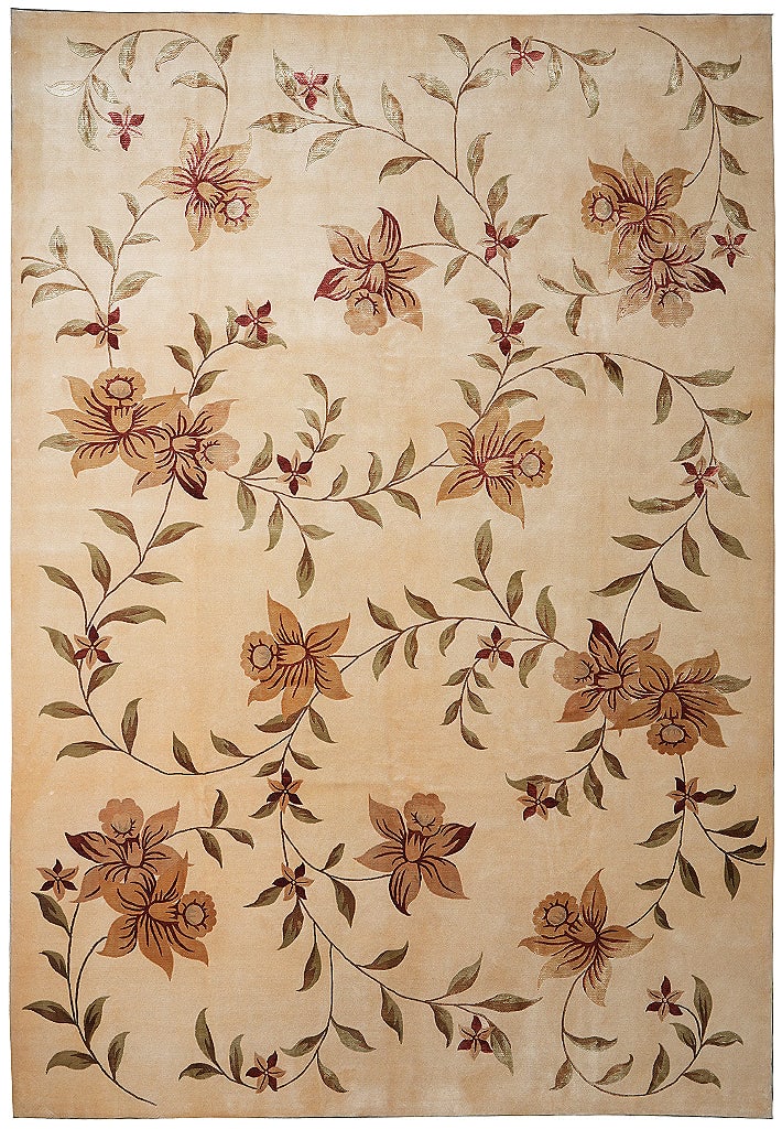 9 x 12 Handmade Wool Silk Rug Modern Floral Design Beige Olive China: 9 x 12 Handmade Wool Silk Rug Modern Floral Design Beige Olive China Free continental US Shipping This 9 x 12 handmade area rug features a contemporary floral design with graceful swirling vines in be