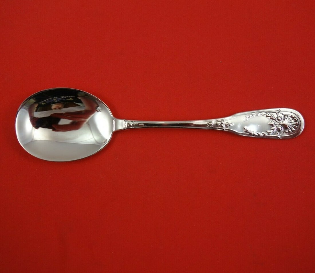 Puiforcat Sterling Silver Ice Cream Spoon with Fan Motif 5.5 Inches: Puiforcat Sterling Silver Ice Cream Spoon with Fan Motif 5.5 Inches Delight in the elegance of this Puiforcat sterling silver ice cream spoon, featuring a charming fan motif on the handle. Measuring 5