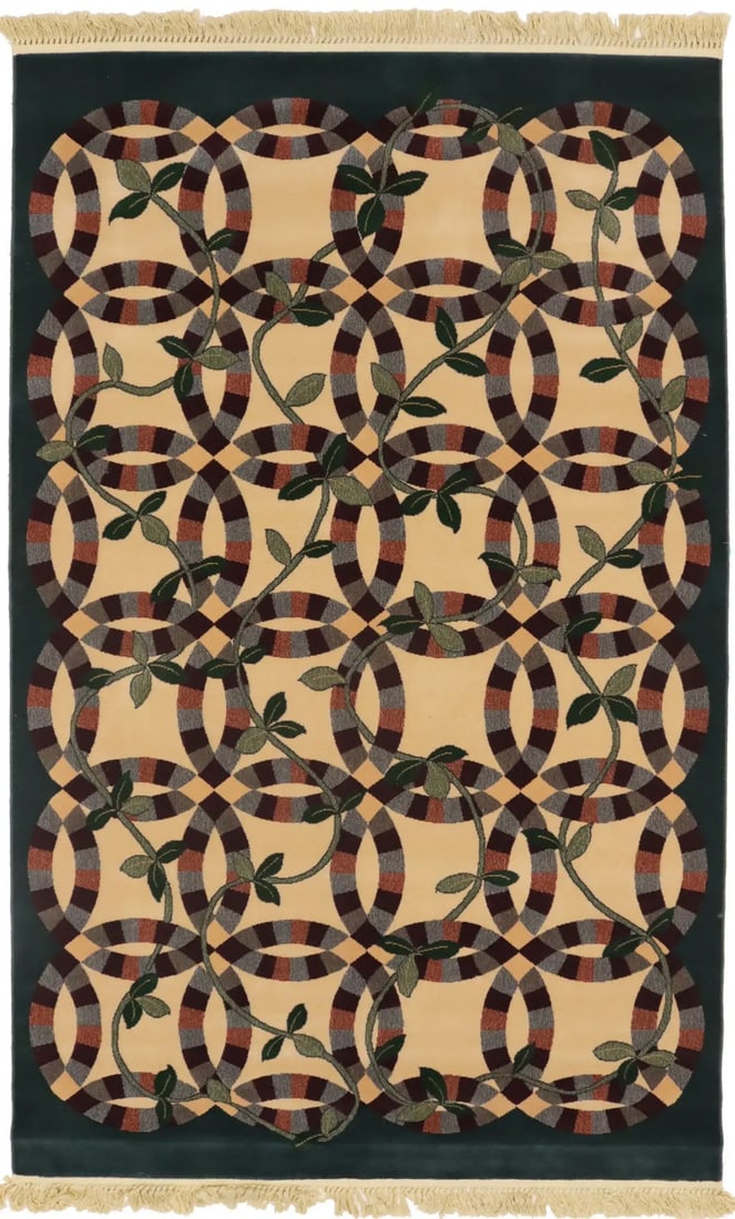 Modern Floral Wool Area Rug 5'3 x 8'4 Machine Made Eco Friendly: Modern Floral Wool Area Rug 5'3 x 8'4 Machine Made Eco Friendly Enhance your living space with this modern floral area rug, perfect for any room including the dining room, living room, bathroom, or ho