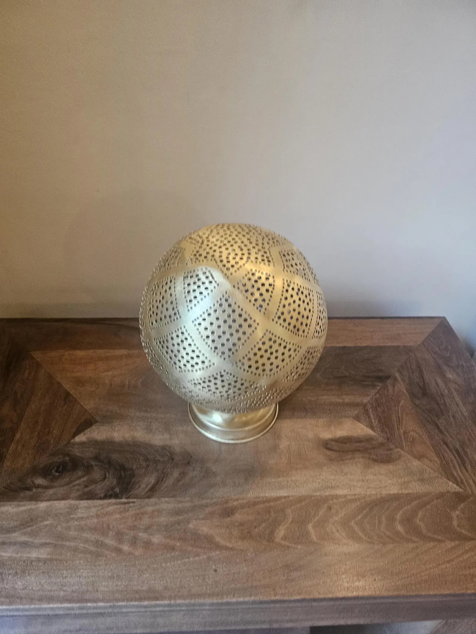 Moroccan Solid Copper Sphere Table Lamp 11.8 Inch - 3
