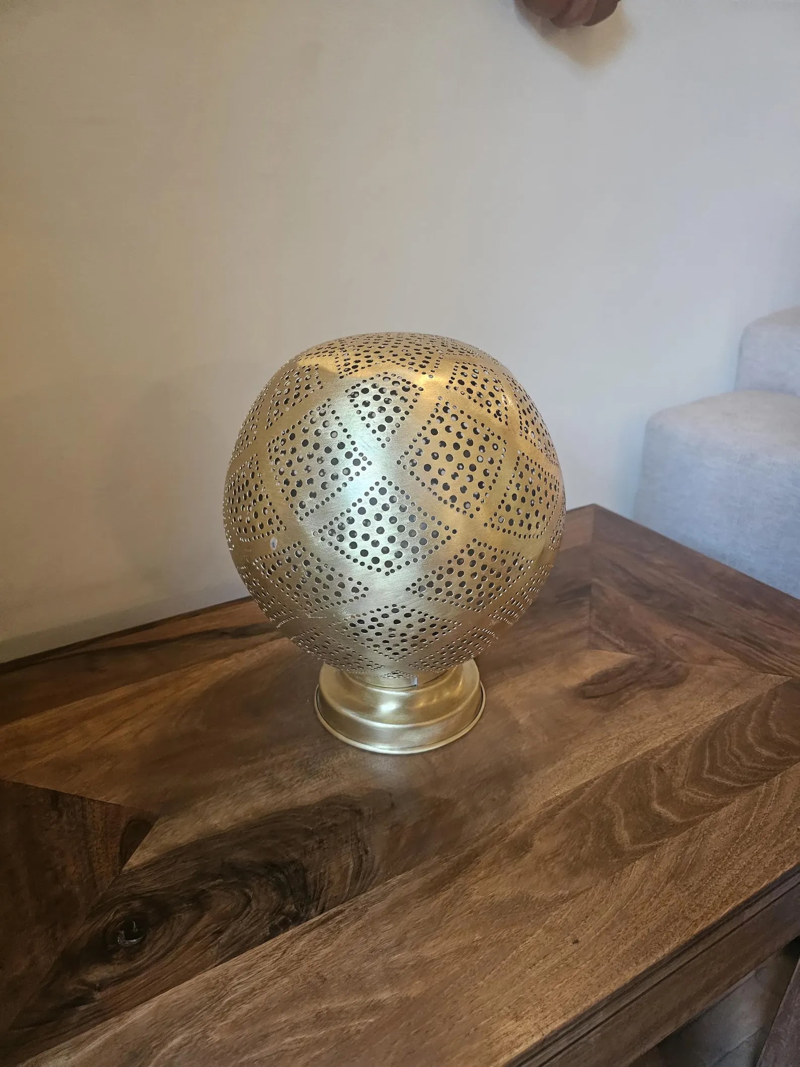 Moroccan Solid Copper Sphere Table Lamp 11.8 Inch - 7