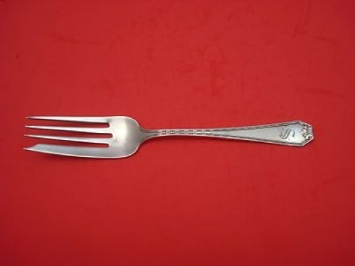 Whiting Madam Morris Sterling Silver Cold Meat Fork Serving Utensil: Whiting Madam Morris Sterling Silver Cold Meat Fork Serving Utensil Elevate your dining experience with this exquisite Madam Morris Sterling Silver Cold Meat Fork by Whiting. Crafted between 1900 and 