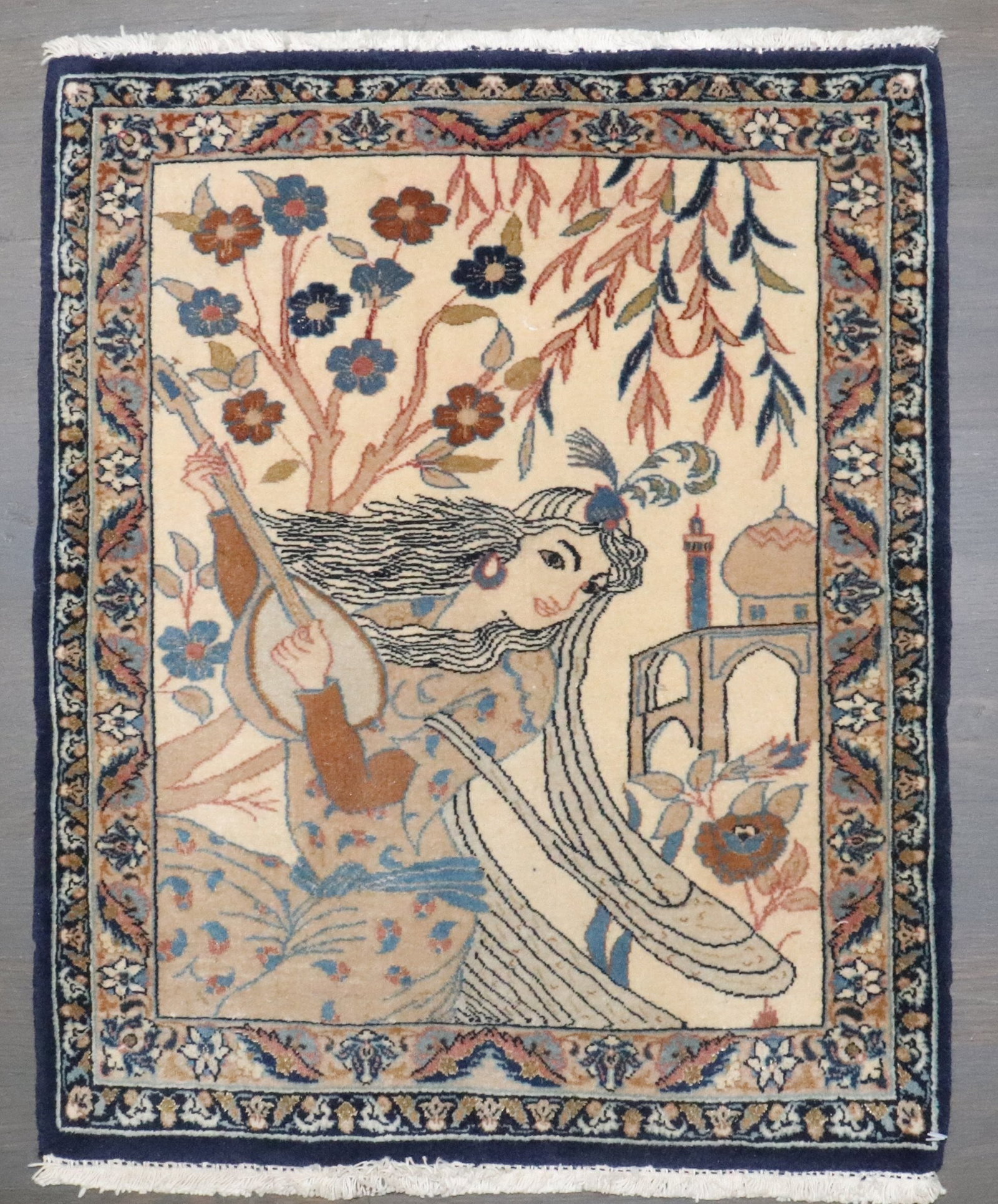 1' 5" x 1' 9" Persian Nain pictorial yastik rug (1 of 5)