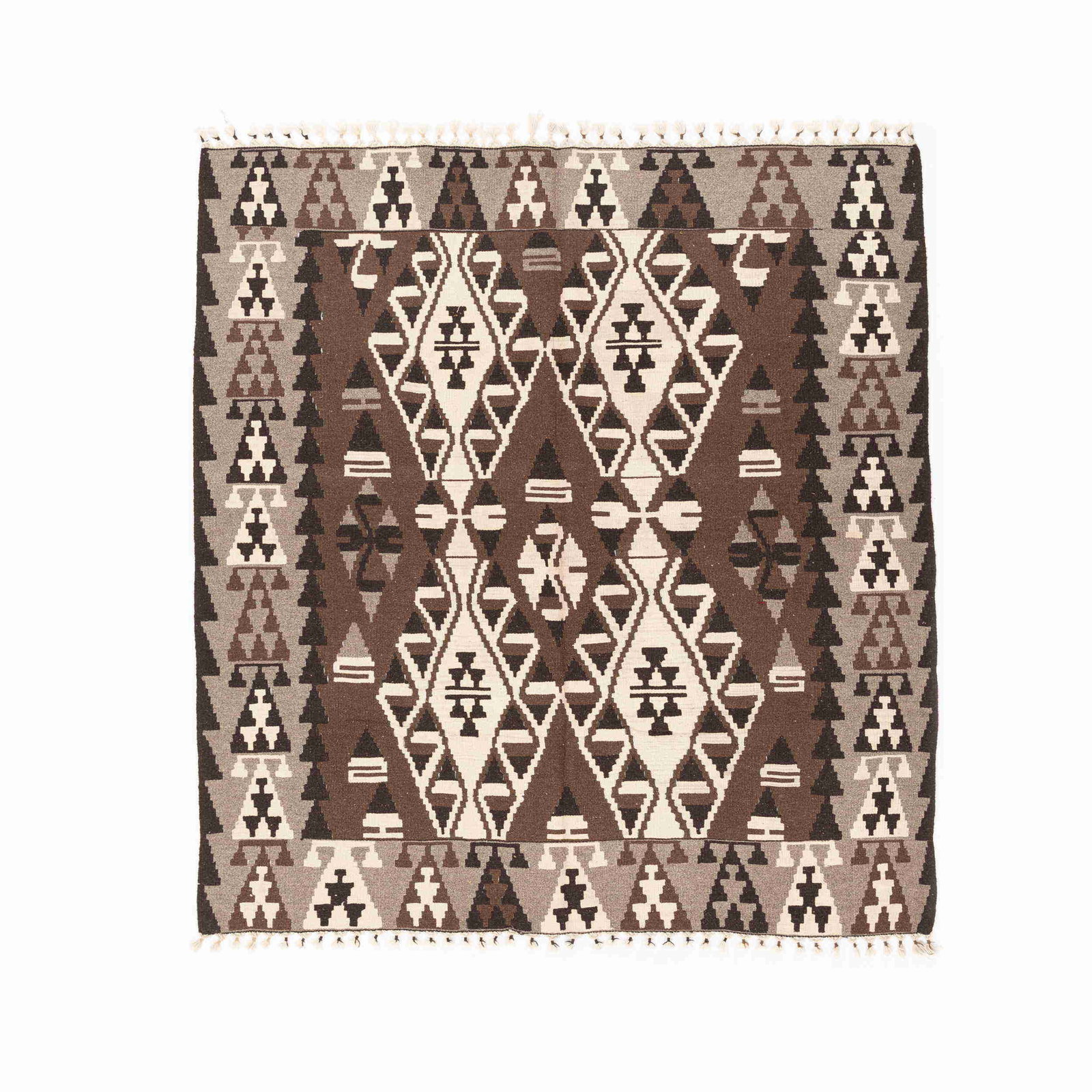 Handmade Kayseri Wool Kilim 78.7x84.6 Authentic Design: Handmade Kayseri Wool Kilim 78.7x84.6 Authentic Design Experience the exquisite craftsmanship of this Authentic Handmade Kayseri Wool Kilim, meticulously woven using traditional techniques. This flat-