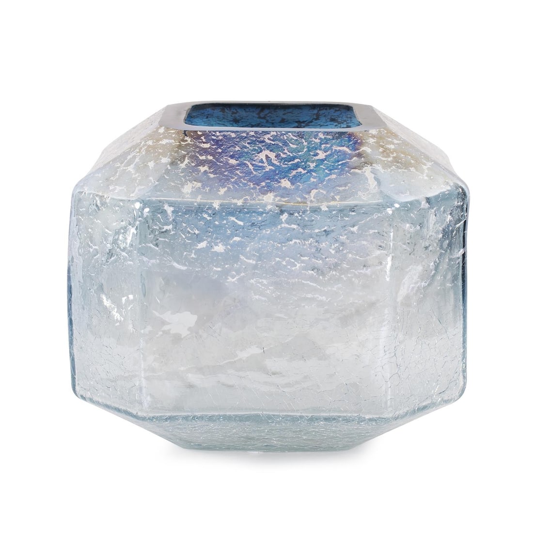 Howard Elliott Elegant Textured Glass Vase Blue 6.25H Square (1 of 7)