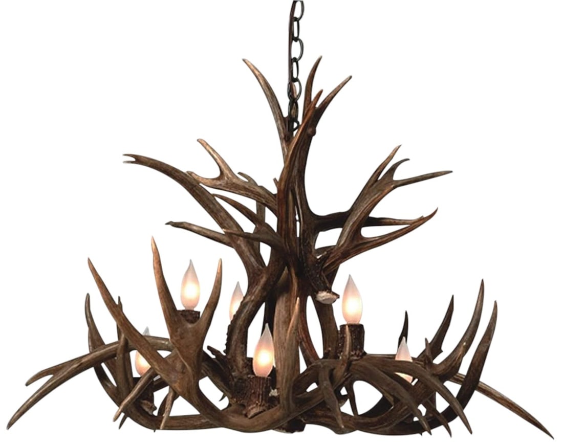 Customizable 8-Light Rustic Antler Bowl Chandelier Texas-Made (1 of 2)