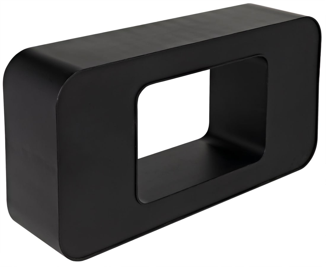 Noir Shylock Black Matte Industrial Steel Console Table (1 of 7)