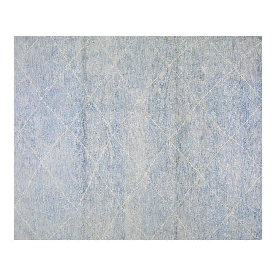 Dove Gray Wool Area Rug Hand Knotted Moroccan Style 8'1 x 10'1: Dove Gray Wool Area Rug Hand Knotted Moroccan Style 8'1 x 10'1 This Moroccan hand-knotted wool rug is crafted using traditional techniques, combining timeless artistry with a modern design sensibility