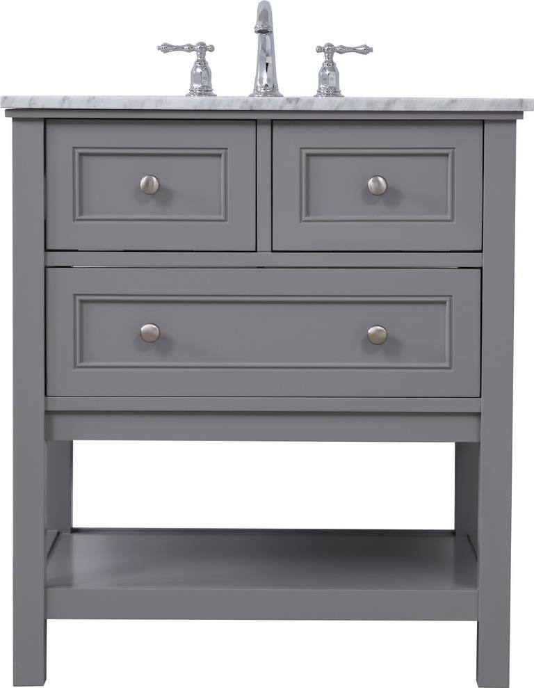 Elegant Lighting 30 Gray Bathroom Vanity Solid Wood Brushed Nickel Finish: Elegant Lighting 30 Gray Bathroom Vanity Solid Wood Brushed Nickel Finish Elevate your bathroom with this modern 30" gray bathroom vanity, designed to enhance contemporary spaces. Constructed from sol