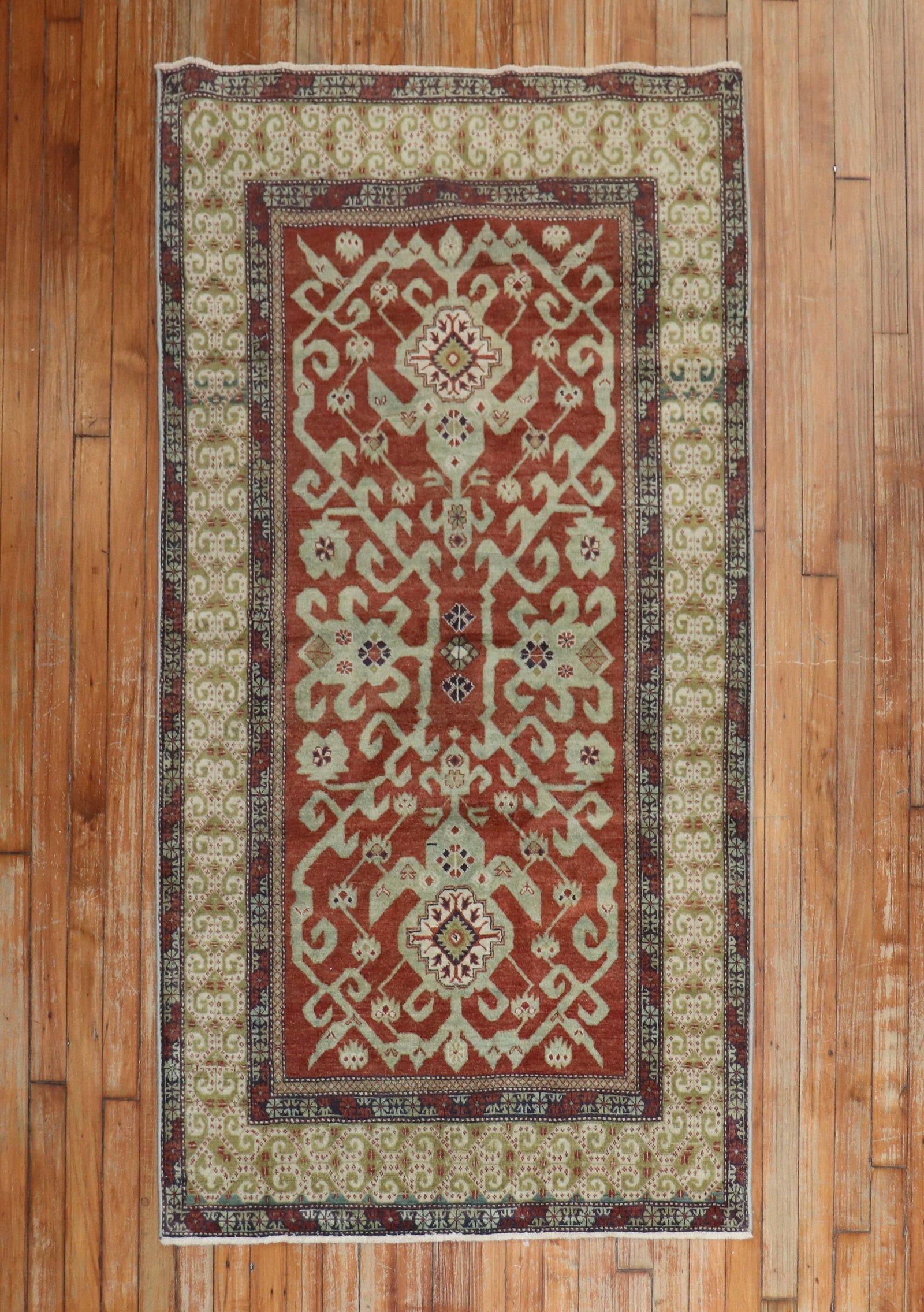 3' 1" x 5' 11" Antique Shirvan Rug Caucasian Geometric: 3' 1" x 5' 11" Antique Shirvan Rug Caucasian Geometric Antique Caucasian Shirvan rug with a geometric design and a brick red field accented by earth tones in green and blue. This early 20th century pi