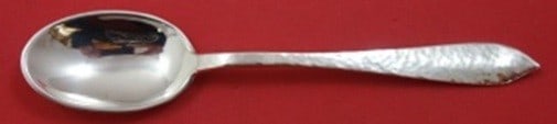 Old Newbury Crafters Ivy Sterling Silver Hammered Teaspoon 5 7/8: Old Newbury Crafters Ivy Sterling Silver Hammered Teaspoon 5 7/8 Sterling silver teaspoon in the Ivy pattern by Old Newbury Crafters (ONC). It features a heavily hammered design, measures 5 7/8 inches