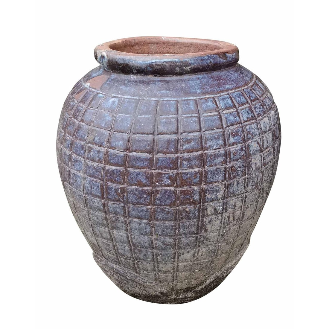 Handmade Rustic Terracotta Glazed Pot Light Burgundy 20x17x17 (1 of 1)
