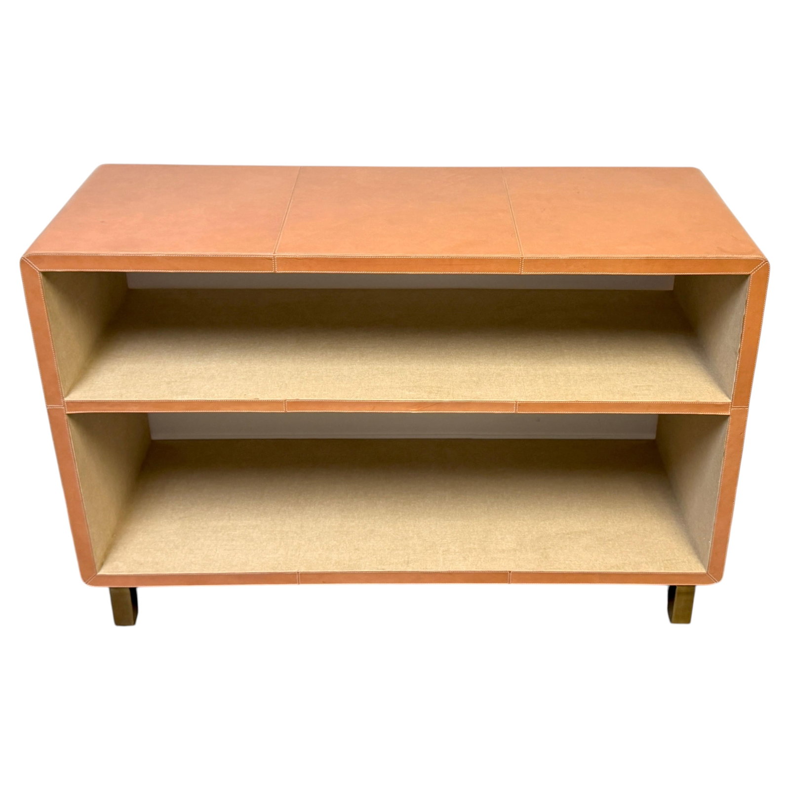 Made Goods Dante leather console bookcase with 2 shelves 47.5 in (1 of 12)