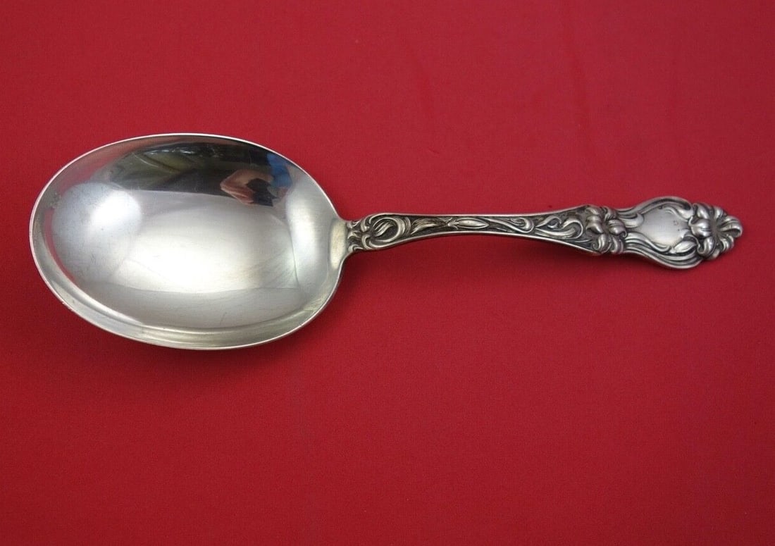 Frank M. Whiting Lily Sterling Silver Serving Spoon 8 5/8 inch (1 of 2)
