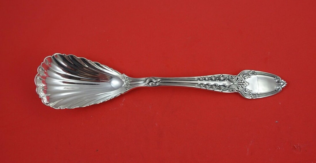 Tiffany & Co. Broom Corn Sterling Silver Preserve Spoon Shell Bowl 6 7/8" (1 of 2)