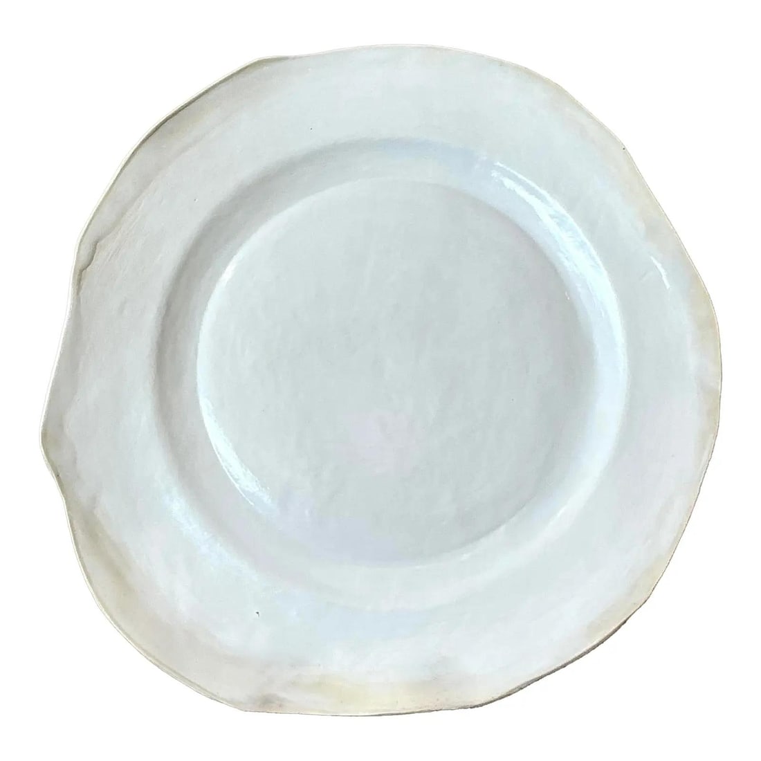 White Slab-Built Studio Pottery Salad Plate with Organic Edge (1 of 9)