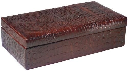 Hand-Cast Alligator Resin Box Lodge Style Green Oxblood Red: Hand-Cast Alligator Resin Box Lodge Style Green Oxblood Red This item is made at time of order. Please allow 42 to 70 days for production. Discover this Elegant Alligator Resin Box, crafted to perfect