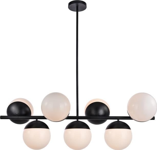 Elegant Lighting Eclipse 7-Light Black Pendant UL-Listed Milk Finish: Elegant Lighting Eclipse 7-Light Black Pendant UL-Listed Milk Finish Illuminate your space with the sophisticated Eclipse 7-Light Black Pendant. This elegant lighting fixture features a stunning milk 