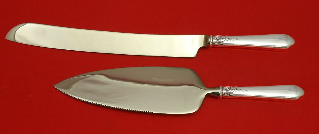 Lunt Nellie Custis 2 Piece Sterling Silver Wedding Cake Knife and Server Set (1 of 1)