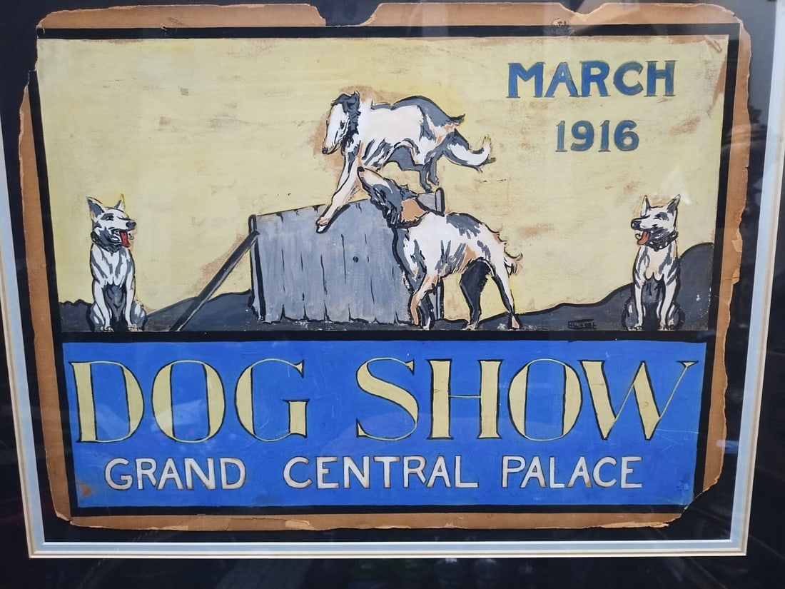 1916 NY Dog Show watercolor advertising artwork on cardboard (1 of 18)