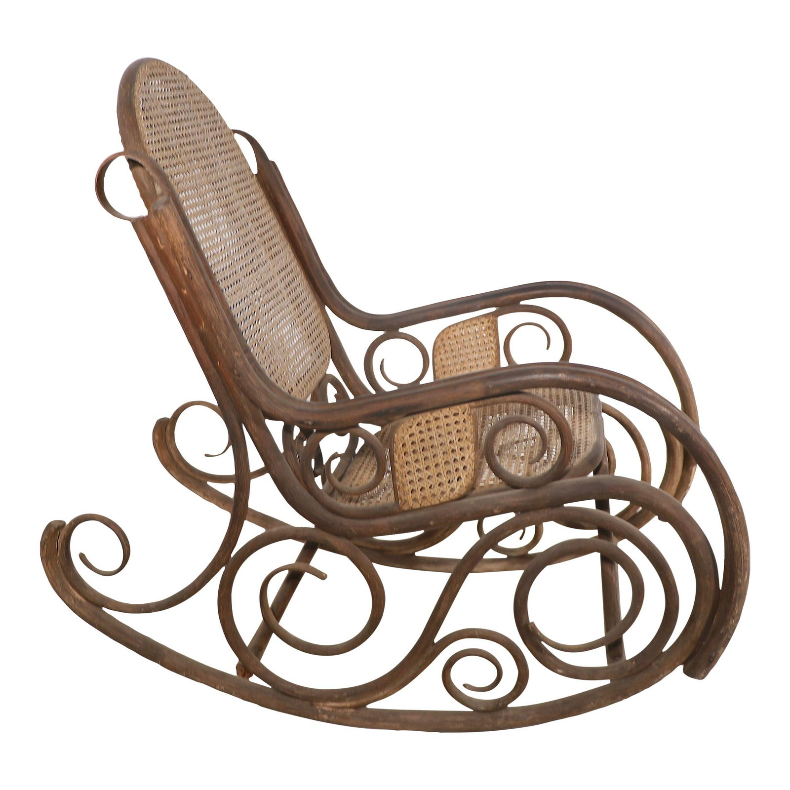 Thonet Style Oversized Bentwood Rocking Chair Brown (1 of 10)