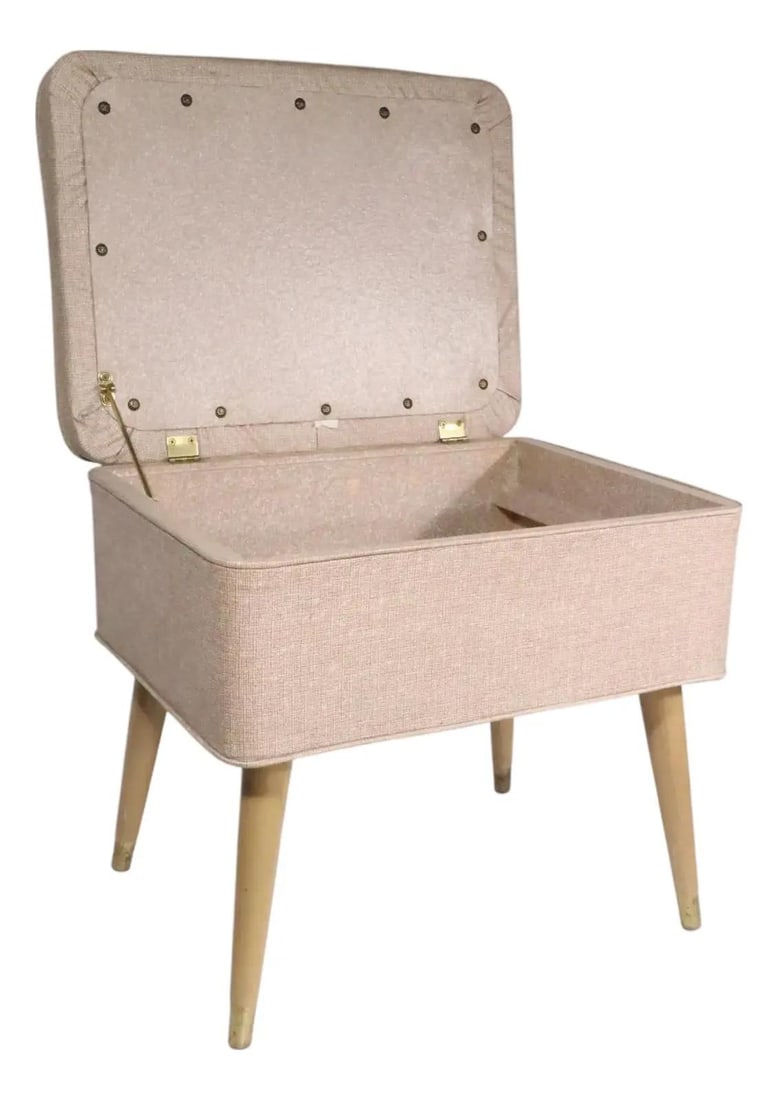 Singer Sewing Storage Bench Brown Vinyl Wood 20.25 Wide (1 of 10)