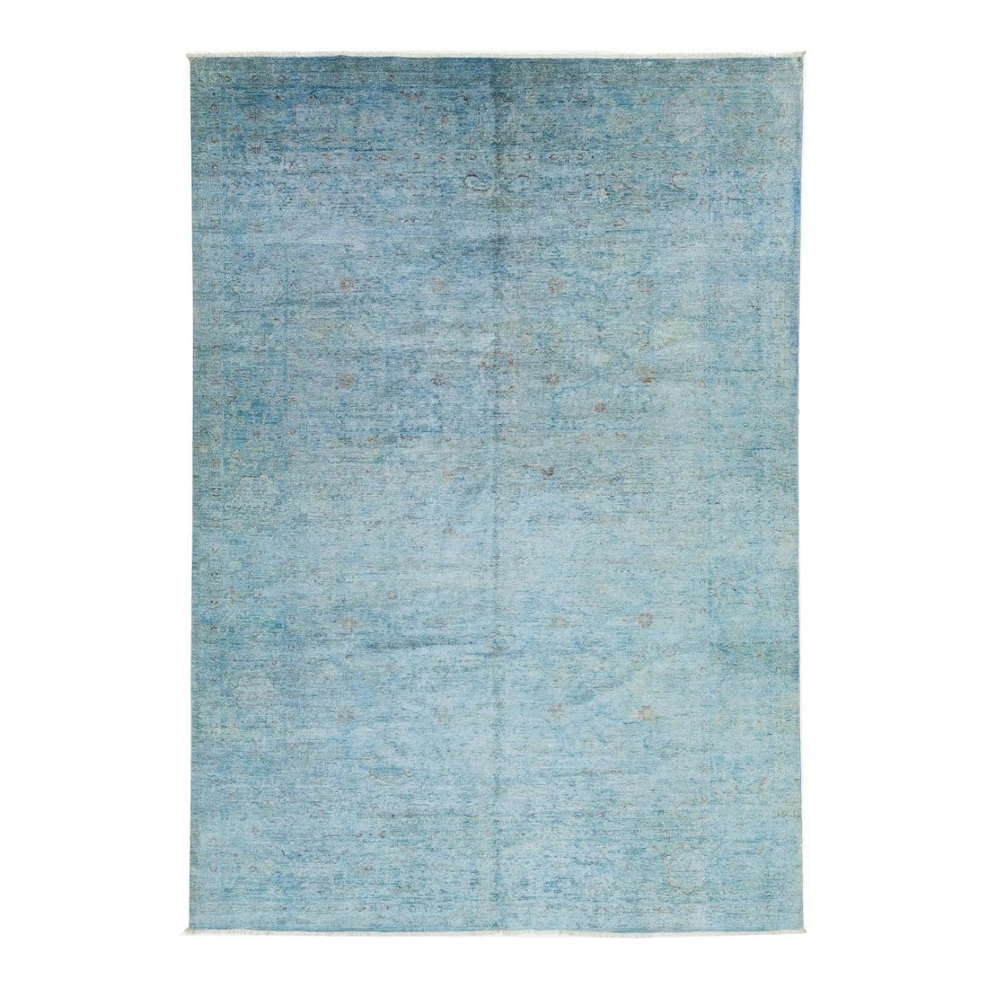 Modern Paki Ziegler Wool Rug 9'10 x 14'3 Floral Design Blue: Modern Paki Ziegler Wool Rug 9'10 x 14'3 Floral Design Blue Enhance your living space with this stunning contemporary Paki Ziegler wool rug, showcasing an exquisite floral design in a light blue color