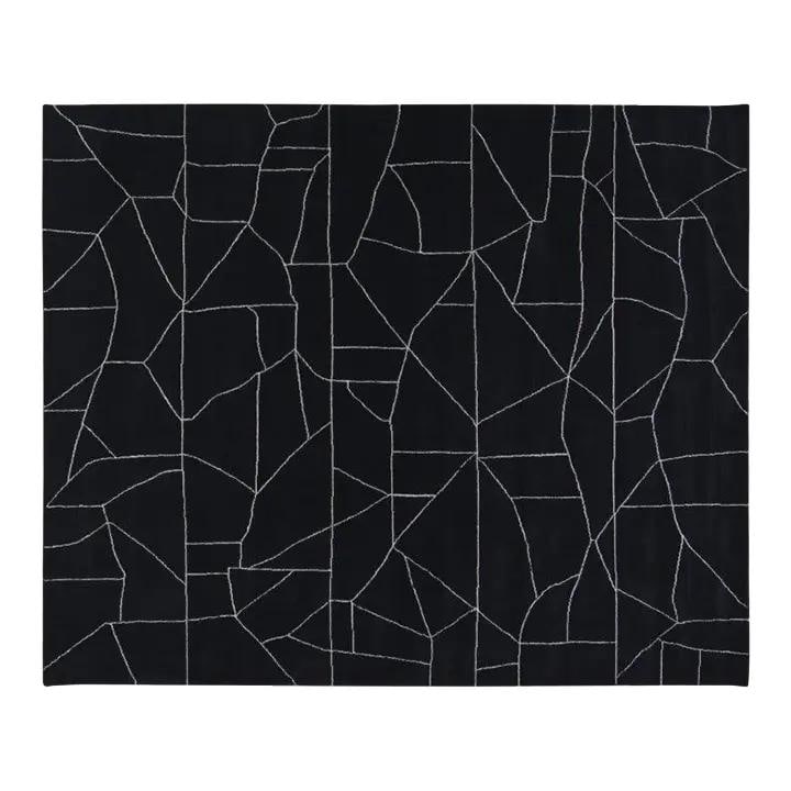 8'1 x 10'1 Abstract Wool Area Rug Moroccan Hand Knotted Black (1 of 6)