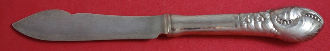 Evald Nielsen Blossom Sterling Silver Fish Knife 7.75" Hammered Finish (1 of 1)