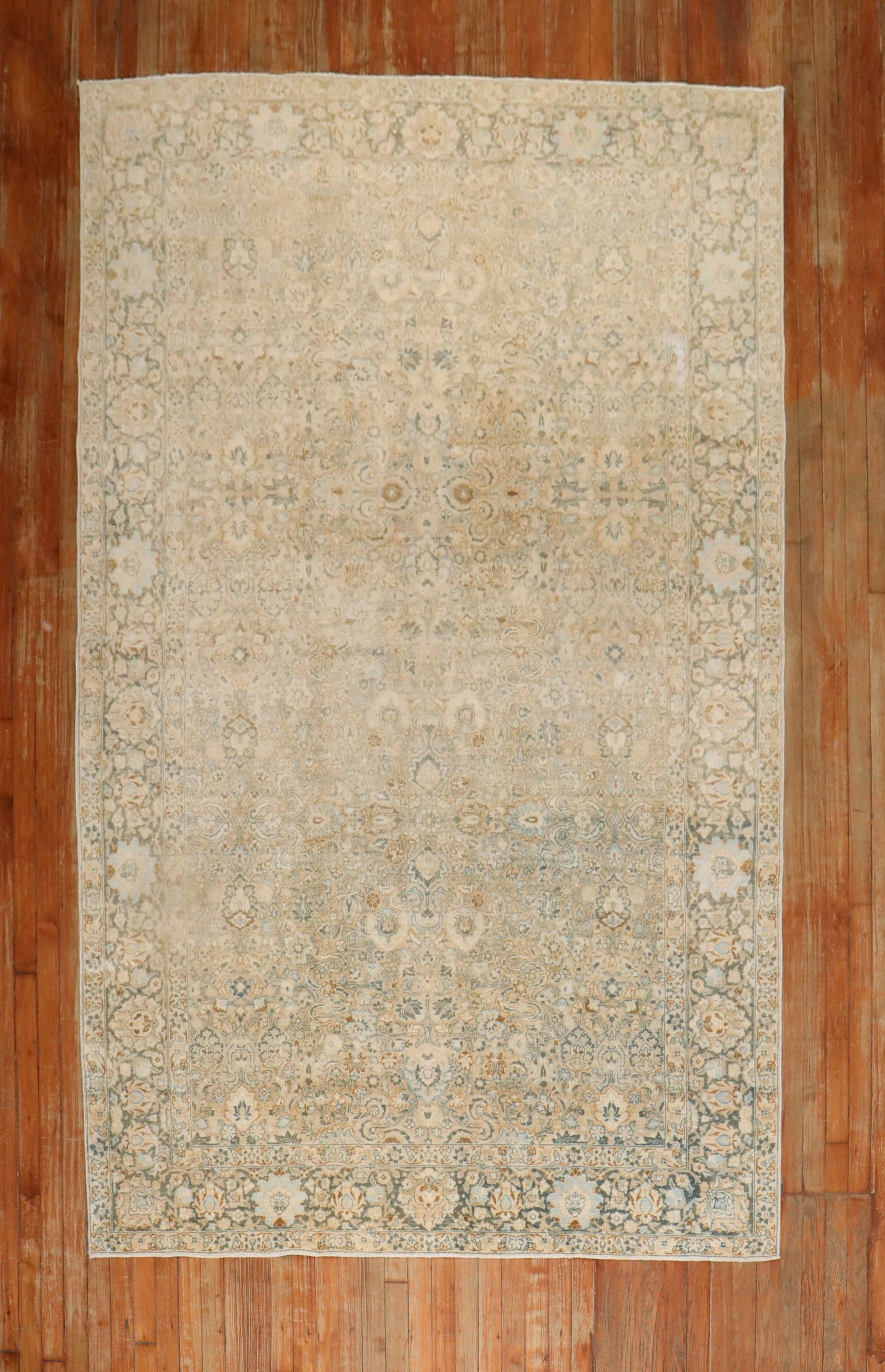 5' 10" x 10' 2" Persian Tabriz Gallery Rug Neutral Tones: 5' 10" x 10' 2" Persian Tabriz Gallery Rug Neutral Tones Neutral Persian Tabriz rug featuring an all-over design in a rare gallery format. This pre-owned piece offers a versatile neutral palette and c