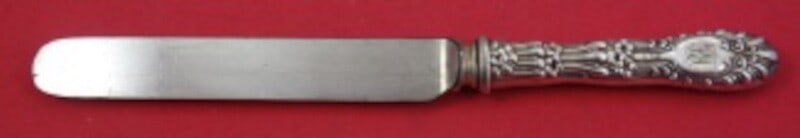 Whiting Radiant Sterling Silver Knife Blunt Blade 9.25 Rare Vintage: Whiting Radiant Sterling Silver Knife Blunt Blade 9.25 Rare Vintage This exquisite knife is part of the Radiant pattern by Whiting, crafted from sterling silver. The knife features a blunt silver-plat