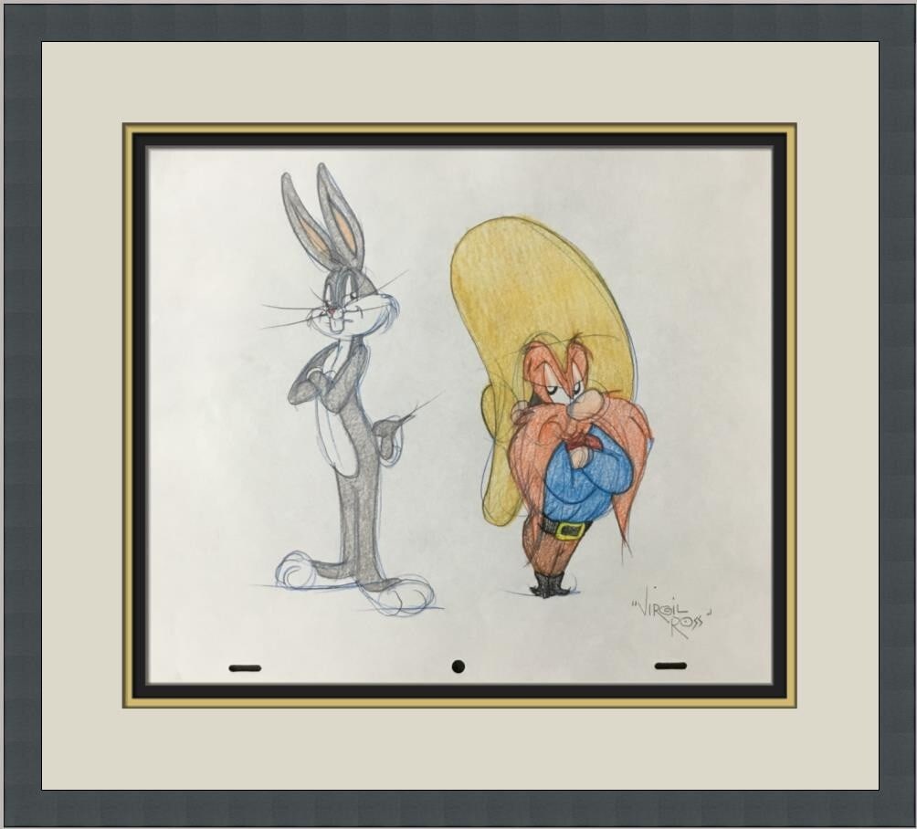 Virgil Ross Signed Model Sheet Bugs Bunny Yosemite Sam Custom Framed Art (1 of 6)