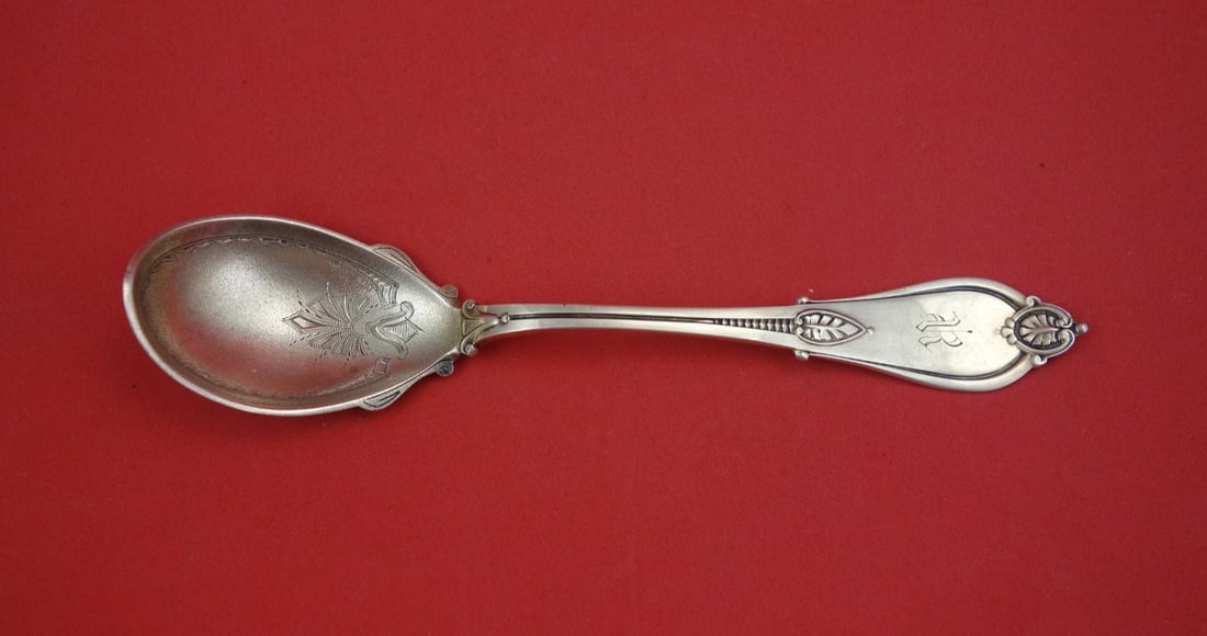 Whiting Armor Sterling Silver Preserve Spoon 7 Inch Bright-Cut Bowl: Whiting Armor Sterling Silver Preserve Spoon 7 Inch Bright-Cut Bowl This exquisite serving spoon is a stunning example of the Armor pattern by Whiting, crafted from high-quality sterling silver. Measu