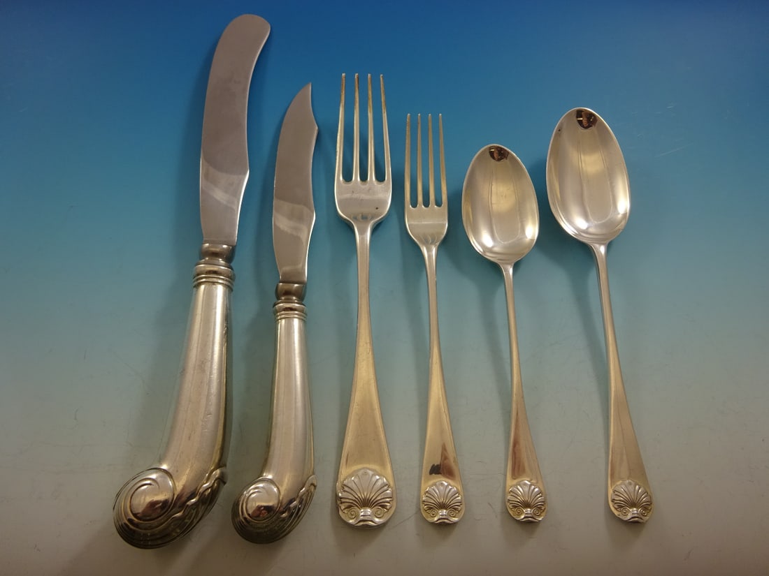 Stieff Williamsburg Shell Sterling Silver Flatware Set 51 Piece Dinner Service: Stieff Williamsburg Shell Sterling Silver Flatware Set 51 Piece Dinner Service Enhance your dining experience with the Williamsburg Shell by Stieff Sterling Silver Flatware Set, featuring a classic co