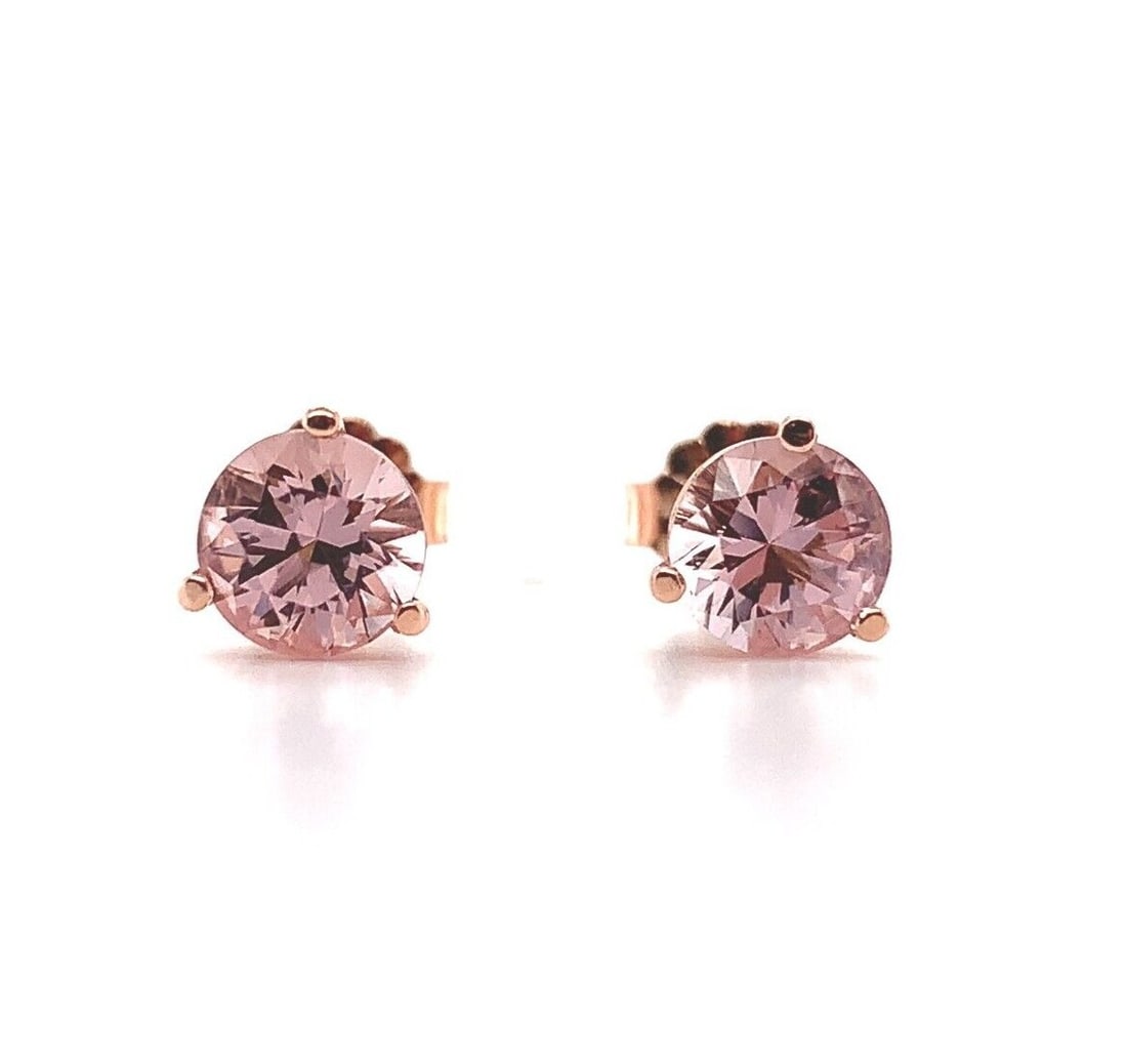 Pair of 14k Rose Gold Morganite Stud Earrings 1.17ct (1 of 7)
