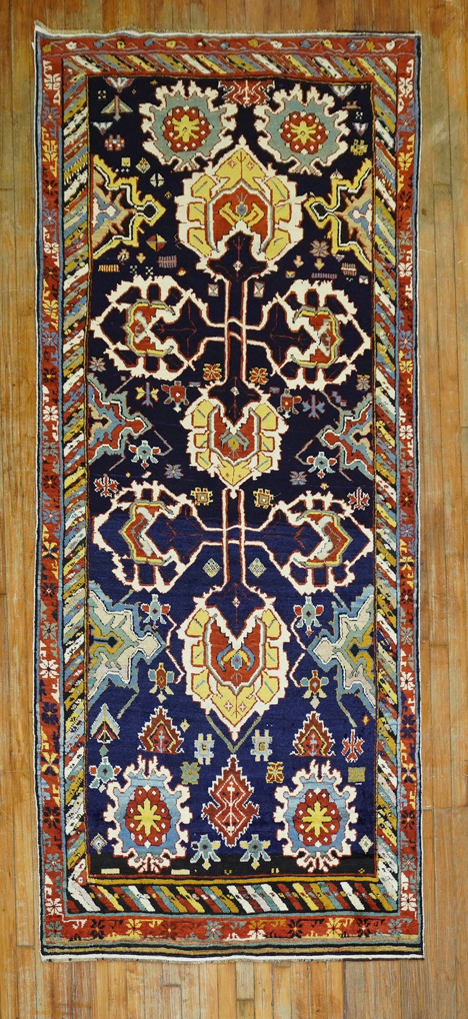 4' x 9' 7" Late 19th Century Karaghashli Shirvan Caucasian Rug: 4' x 9' 7" Late 19th Century Karaghashli Shirvan Caucasian Rug Late 19th century Caucasian Karagashli Shirvan rug in full pile condition. The field features precisely drawn motifs with clear definitio