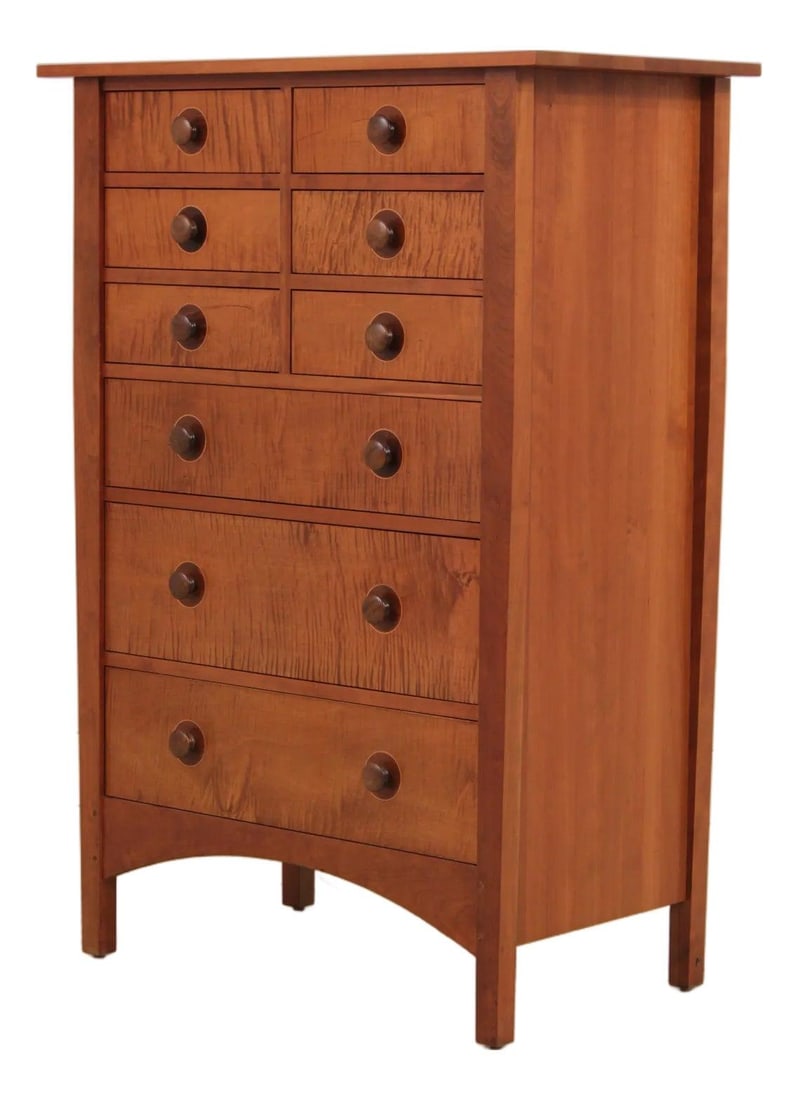 Stickley chest in cherry and tiger maple with copper trim (1 of 10)
