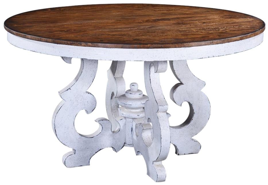 Cambridge Rustic Pecan Round Table with Ornate Pedestal 54-In (1 of 3)